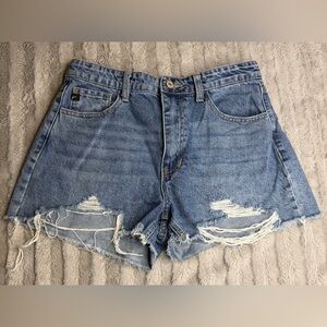 KanCan Distressed High Rise Denim Shorts Size 9